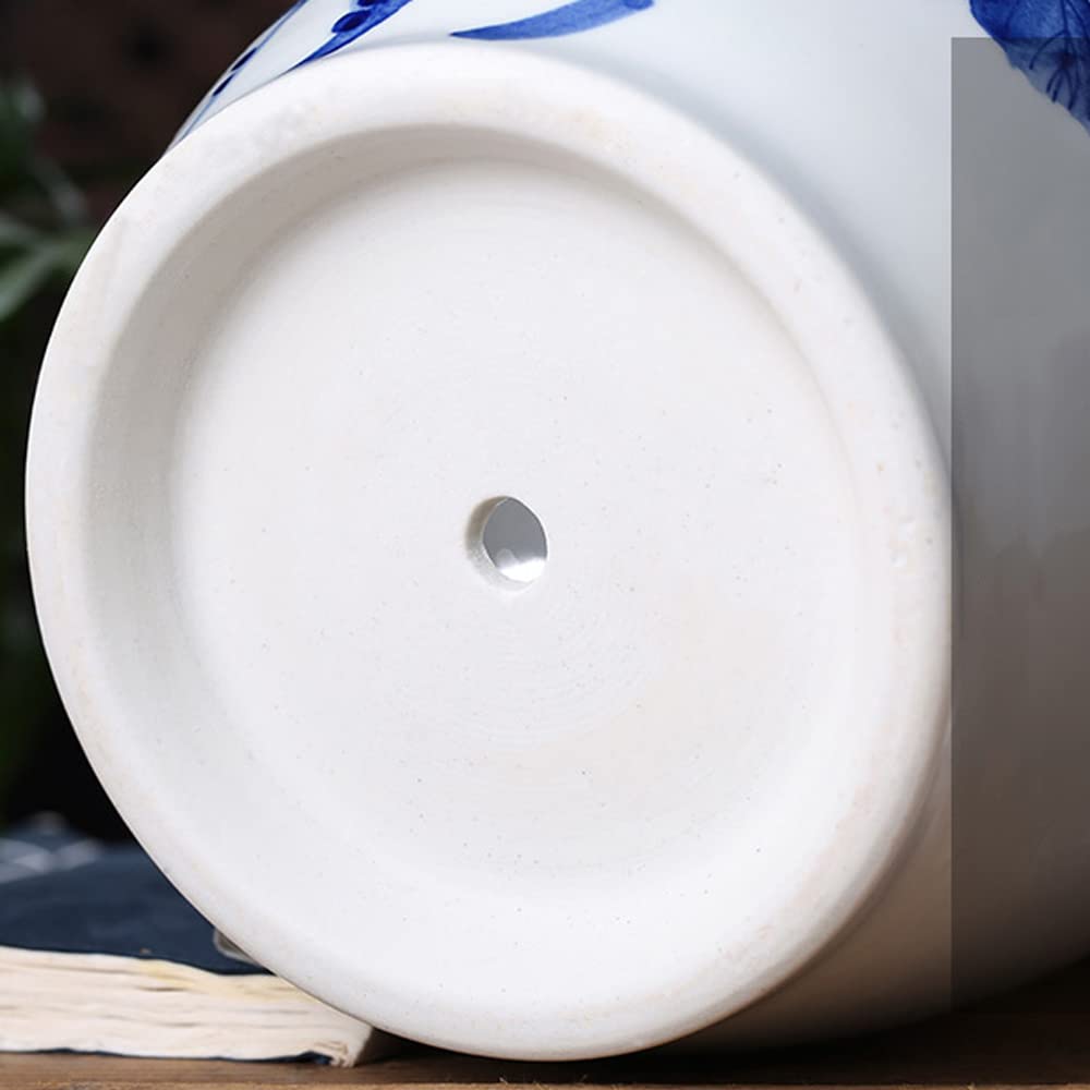 Doniczka ceramiczna Chińskie orientalne niebiesko-białe ceramiczne doniczki doniczkowe do wnętrz z porcelanowym spodkiem do ogrodu i wewnątrz, doniczka Chinoiserie