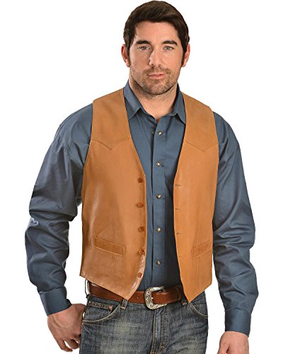 Image of Scully Men's Brown Leather Sleeveless Coat, Large