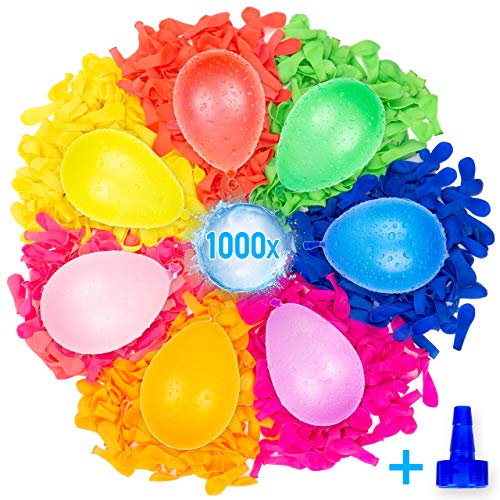 Belmalia Mega Pack De 1000 Globos De Agua Colores Neón | Accesorio De Ayuda De Llenado para Grifo | Material Eco-Amigable