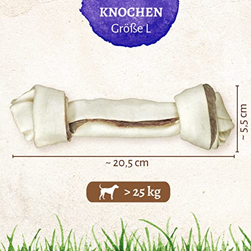 8in1 Delights Beef Knochen L - gesunder Kauknochen für sensible große Hunde, hochwertiges Rindfleisch eingewickelt in Rinderhaut, 1 Stück