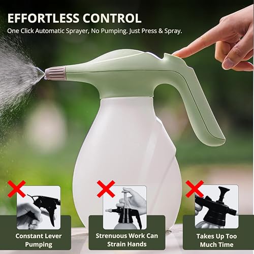 Image of Kraft Seeds 2L Electric Garden Sprayer for Plants - USB C Rechargeable Spray Bottle, 3.7V 3W Lithium Battery, 1.8-2.0 Bar Pressure, Dual Nozzle Mist & Jet Water Spray Pump for Gardening, Car & Home