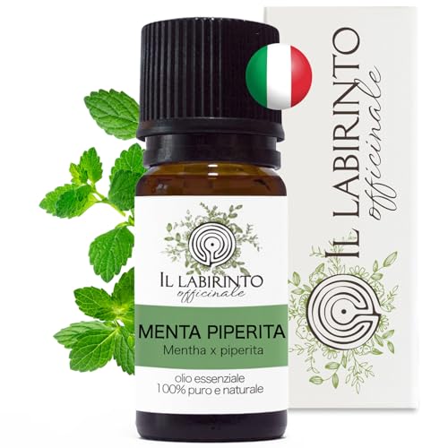 Olio Essenziale Menta Piperita puro alimentare Italiana Il Labirinto Officinale - Oli Essenziali Naturali - Olio essenziale per Diffusori e Umidificatori, Aromaterapia - 10ml