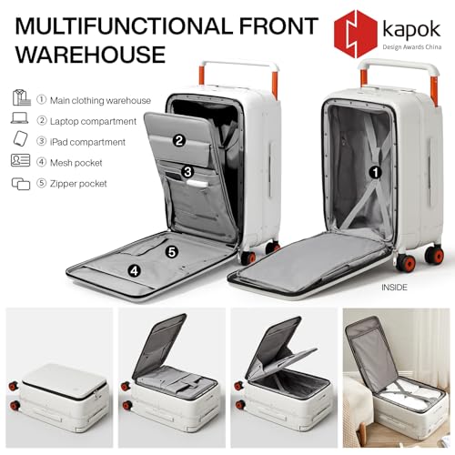 mixi Checked Luggage Wide Handle Luxury Design Rolling Travel Suitcase PC Hardside with Aluminum Frame Hollow Spinner Wheels, with Cover, 24 inch, Smoke White - Image 6