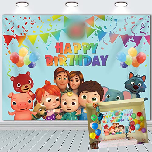 XZH Fondo de fondo de dibujos animados compatible para niños feliz cumpleaños telón de fondo de dibujos animados sandía familia bebé 1er cumpleaños fiesta decoración dibujos animados fondo 2.1x1.5m Cover
