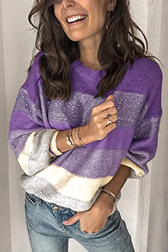 Image of ANCAPELION Women's Casual Sweater Pullover Winter Basic Sweatshirt Long Sleeve Cozy Knitted Jumper Tops Loose Fit