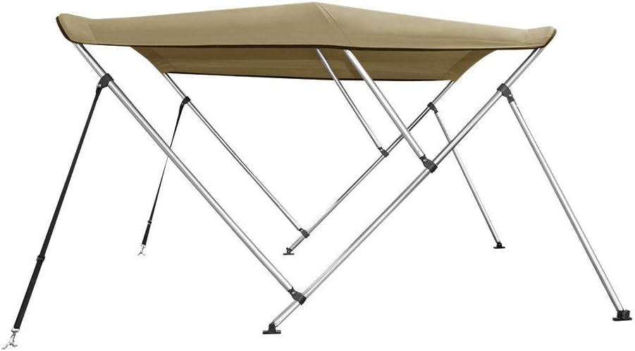 Bimini Tops for Boat Cover 3 Bow 6 ft. Long with Frame Canvas Hardware Kit and Boot 46" High 67" - 72" W 6 ft, Beige