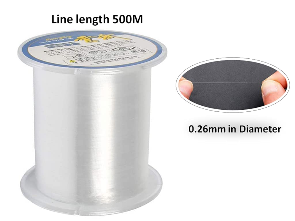 Parker Hilo de Pescar Transparente, Nylon Linea de Pesca, Monofilamento, Profesional Sedal de Pesca, Alfombra, Trucha (500M, 0.26 MM)