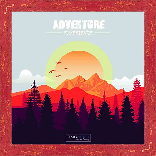 Poster Palooza 19X19 Shabby Chic/Red Wood Picture Square Frame - Picture Frame Includes Uv Acrylic, Foam Board Backing, & Hanging Hardware 19" X 19" #TOP5