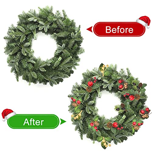 BUZIFU Artificial Christmas Picks 20 Pcs Christmas Holly Berry Branches Artificial Pine Cones Berry Stems Decor Bouquets Christmàs Foliage for Xmas Wreath Decorations DIY Xmas Crafts (5 Styles) - Image 4