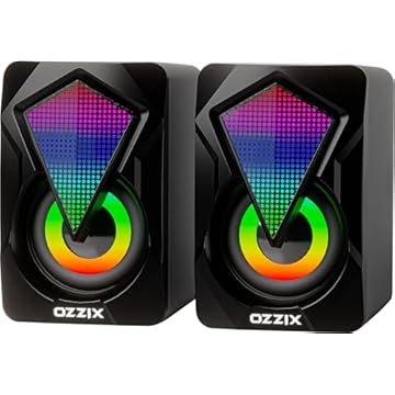Caixa de Som 6W RMS Gamer RGB Som Forte Alto Falantes Caixinha Iluminação Led PC Notebook Escritório Computador Preto GC500 Ozzix