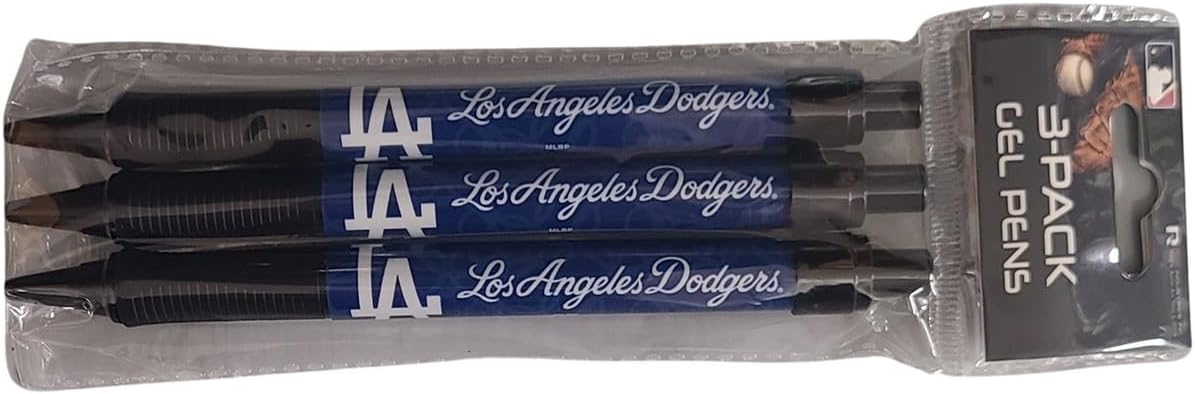 Rico Industries Licensed MLB Click Retractable Gel Pens, Pack of 3 (Los Angeles Dodgers)