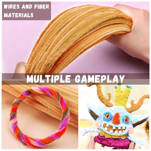 Image of Light Brown Pipe Cleaners Crafts,Art Supplies,200pcs Chenille Stem,Solid Color Pipe Cleaners Set for DIY Art Creative Crafts and Decorations,limpia Pipas,Craft Supplies,Halloween Gifts