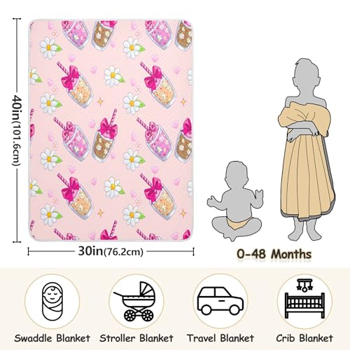 Burbuja Cute Milkshake Baby Blanket for Boys Girls, Nursery Soft Warm Swaddling Receiving Baby Blankets, 30x40 in Toddler Blanket3