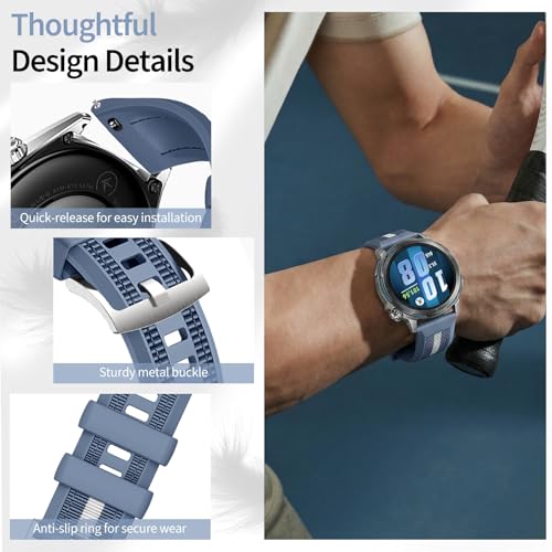 Image of XMUXI 22mm Quick Release Strap Compatible with Huawei Watch GT 7 GT6 5 4 3 46mm Nylon with Silicone Straps for GT6 Pro GT5 Pro 46mm,Vivoactive 4,Bip 6,Venu 4 45mm Replacement Band