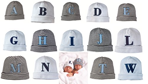 Mudpie Baby Boy's Initial Newborn Hat, Blue, D