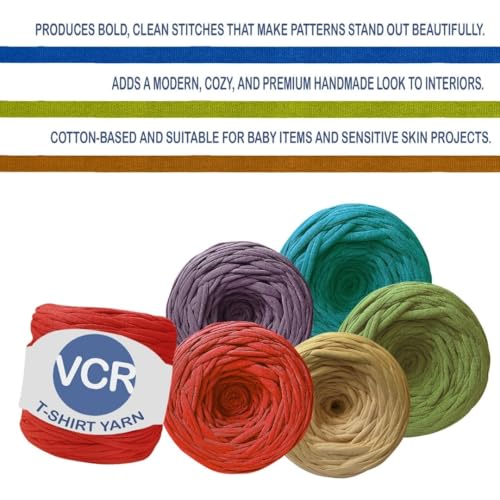 Image of VCR Classic Blue Big T-Shirt Yarn, 100 Meters Length, Recycled & Fashionable Craft Yarn, Pack of 1, Suitable for Crochet, Knitting & DIY Bags, Baskets, Cushions & Home Decor Projects