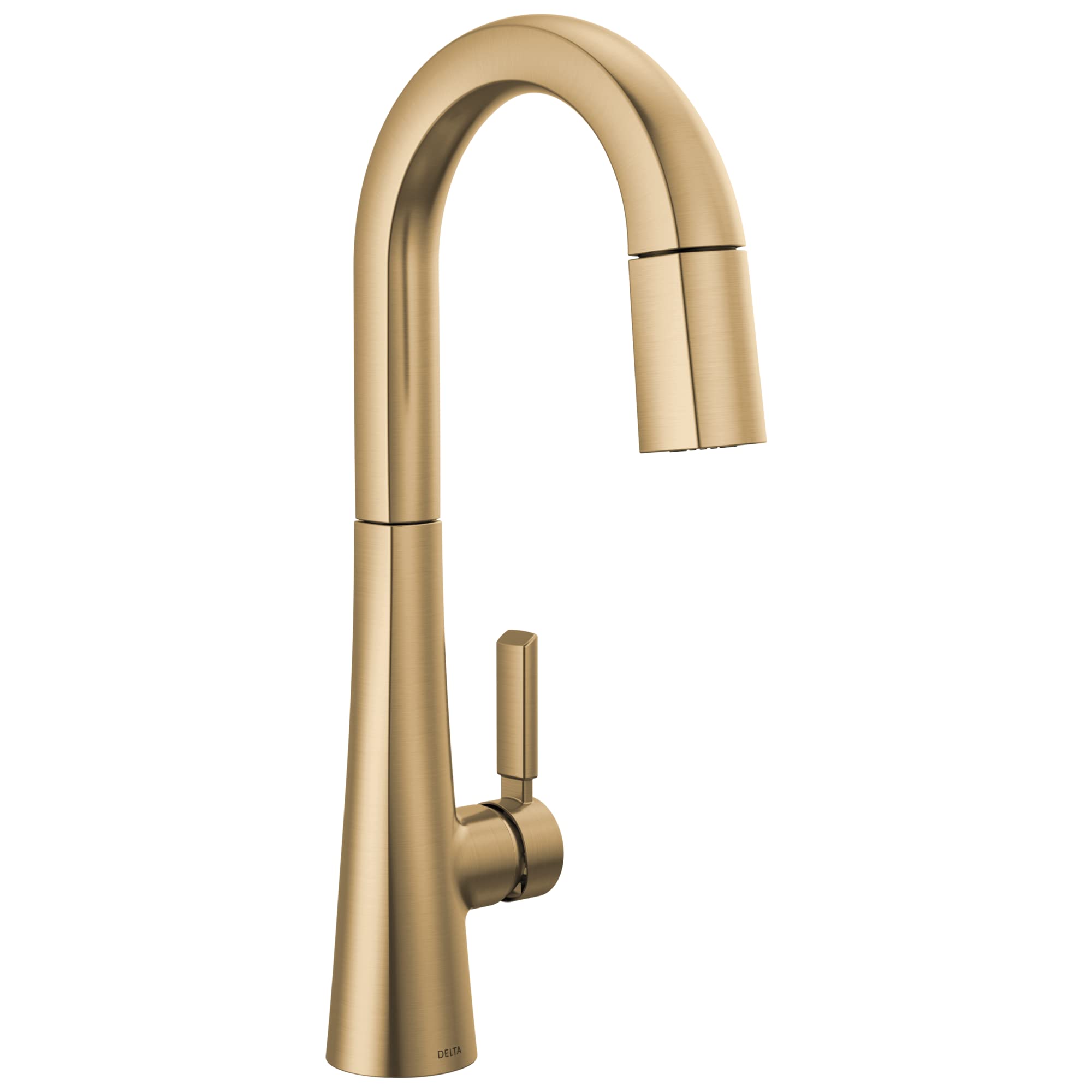 Delta Faucet Monrovia Gold Bar Faucet with Pull Down Sprayer, Bar Sink Faucet Single Hole, Wet