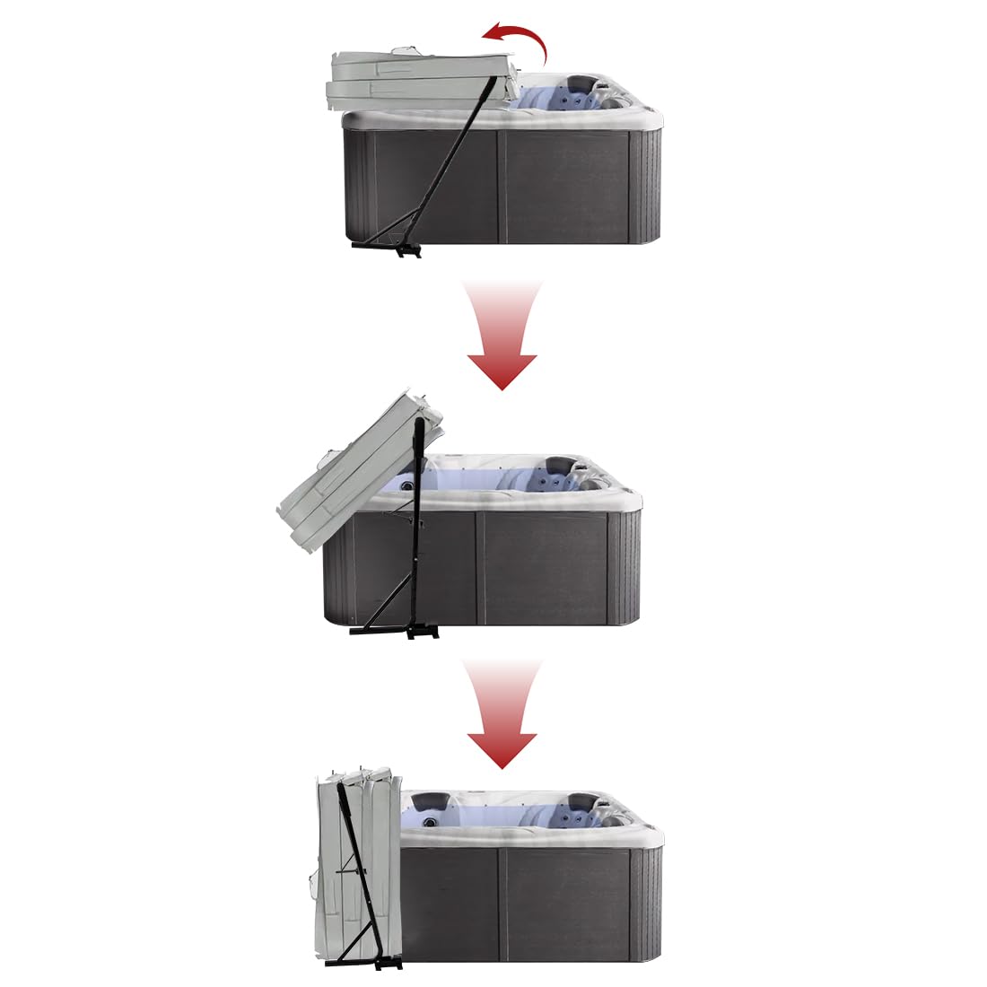 Whirlpool Deckelheber Abdeckungslifter,Breite 195-244 cm Verstellbar,Höhenverstellbarer Bereich 78-104cm,Abdeckung Lifter,Abdeckungsheber für Rechteckigen Badewannen,Whirlpools,Spa