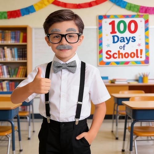 Image of Kids Old Man Costume 100 Days of School Grandpa Costume for Boy 1920s Old Man Cos