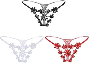 Mini String Open Thong Lace Embroidered, 3 Pieces Thongs Women Mini String Lace G-String Seamless G-String G-String T-Back Thong Thong Sexy Thread Micro Bikini G-String and T-Back