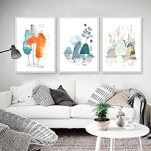 Affiche abstrait forêt nordique pour créer une ambiance zen dans votre salon contemporain