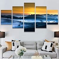 SIGNWIN 5 Panel Canvas Wall Art Modern Art Coastal Colorful Multicolor Photography Romantics Sunset for Home Decorations Ready to Hang - 60
