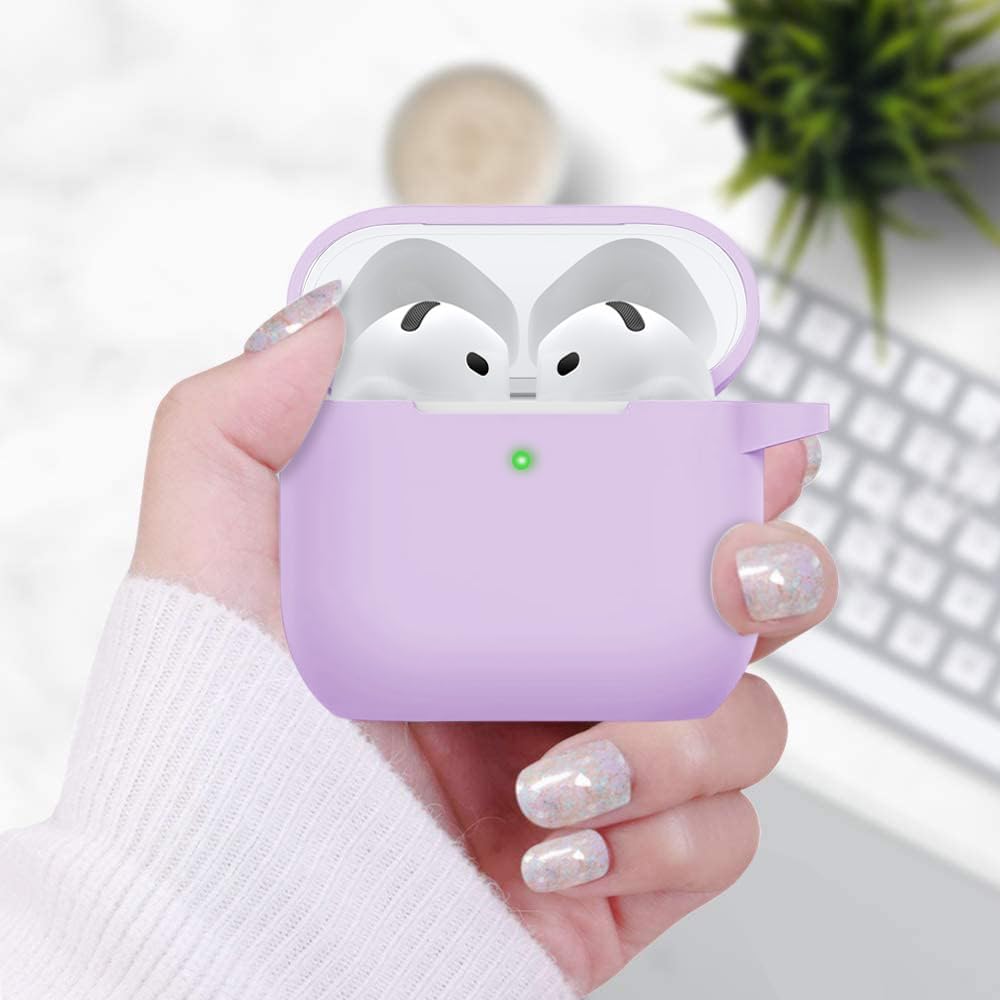 Case Cover for Apple Airpods 4 - VOTILE Airpods 4 Cases 2024 Cover Women Silicone iPods 4 Earbuds Wireless Accessorie Charging Cases Girl Bling Keychain for Airpod iPods 4th Generation - Lavender image 3