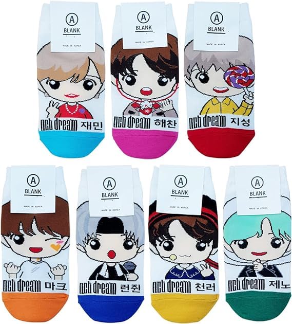 RJ Women's Kpop [NCT Dream] Cartoon Character Socks- 7 Pairs set- Made in Korea