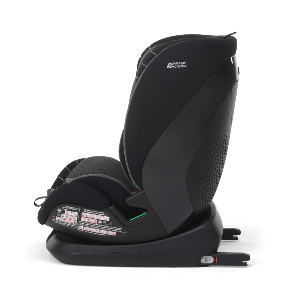 Foppapedretti Seggiolino Auto Pitstop I-Size, per bambini da 76 a 150 cm di altezza, 15mesi-12 anni, conforme ECE R129, Fissaggio Dualfix (Isofix e non), Safe Body Protection, Comfort Kid Pad, Nero