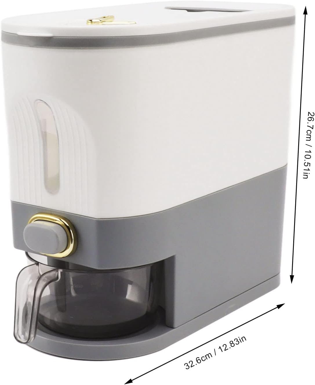 Rice Dispenser, Airtight Dry Food Storage Container, Large Grain Container Storage with Lid & Measuring Cup, Household Cereal Dispenser Bucket for Kitchen Pantry, Soybean, Corn
