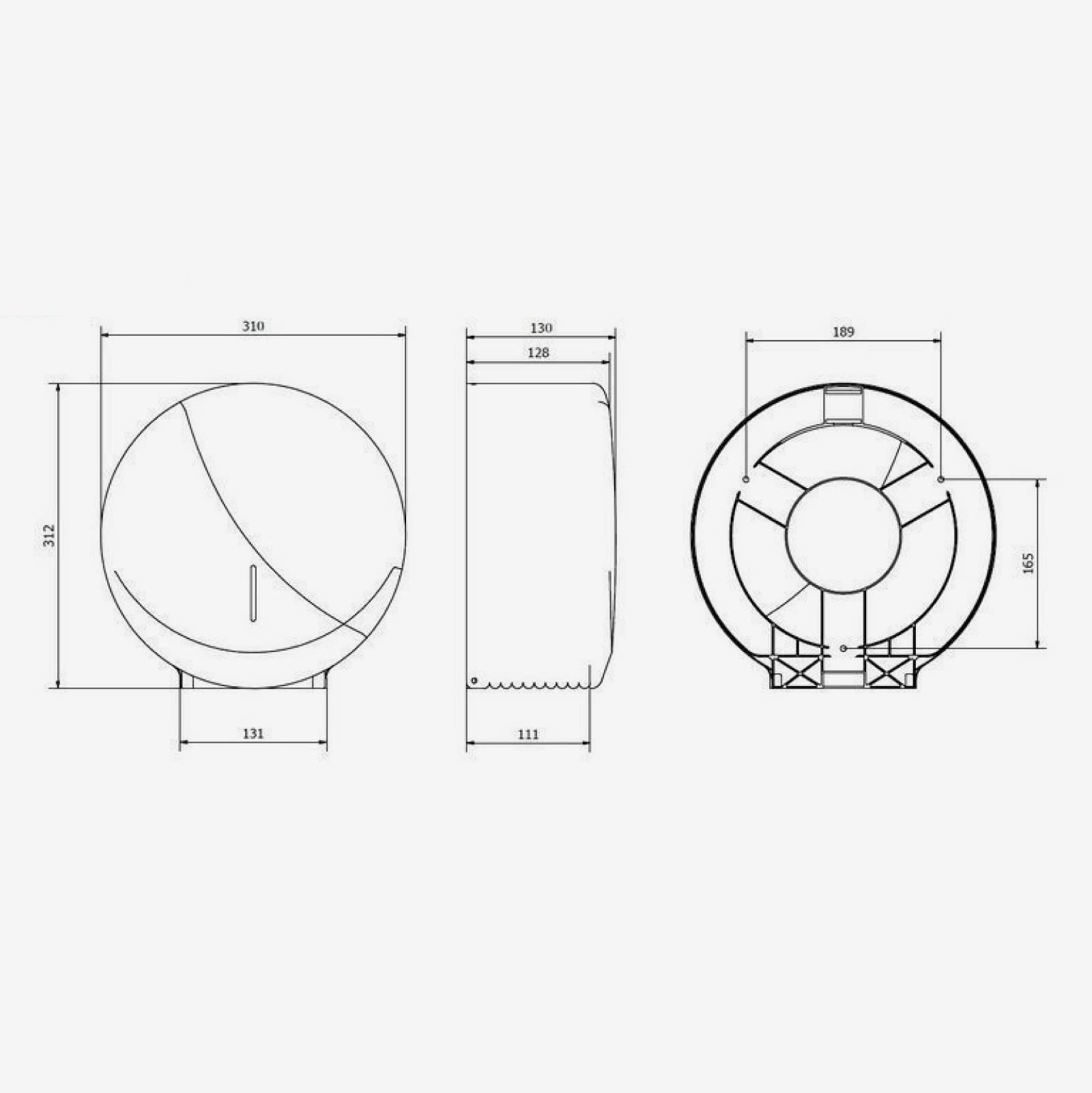 Jofel - Portarrollos de Papel Higiénico Industrial Grande, Dispensador de Papel en Rollos de hasta 400m, max. 260mm Diámetro, Mandril 55mm, Acero Inox. Satinado AISI 304 Antivandálico, Futura AE26000