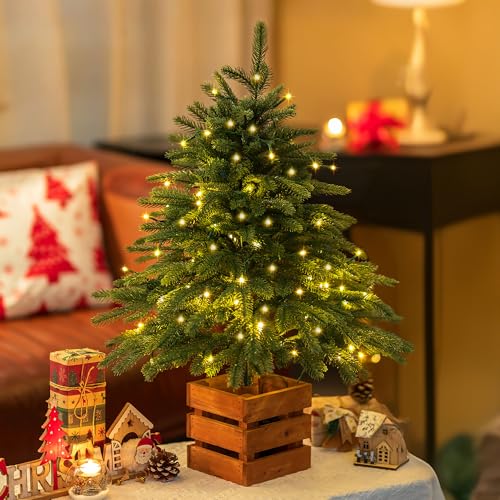 BLOSMON Weihnachtsbaum mit Beleuchtung Klein für Tisch: 80 Cm Mini...