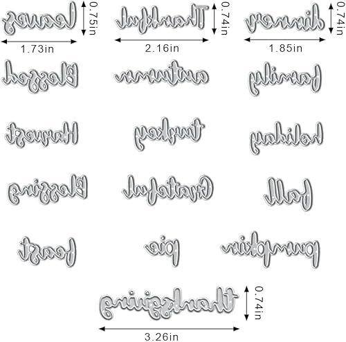 Miniatura 2 de Troqueles de corte de metal de Acción de Gracias para suministros de fabricación de tarjetas, palabras de bendición de otoño, troquelados,