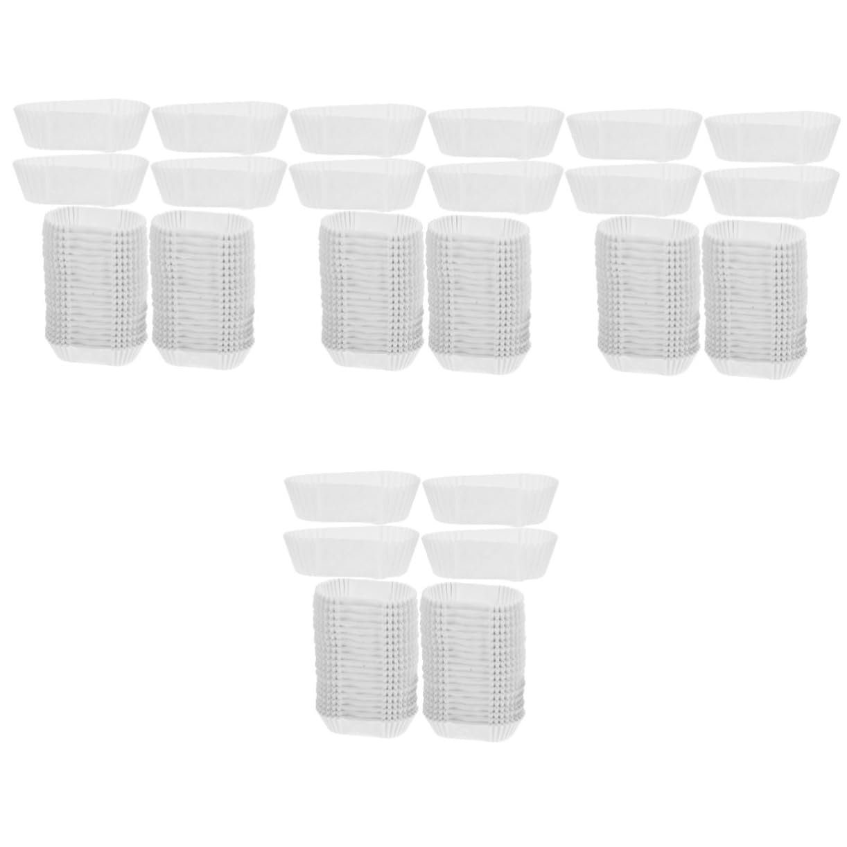 Cabilock 4 Stück Backförmchen aus Papier Cupcake-Tabletts quadratische Muffinförmchen ovale Backförmchen hochzeitsdeko hochzeitsdeco Ovaler Kuchen-Pappbecher fettdichte Muffinförmchen Weiß