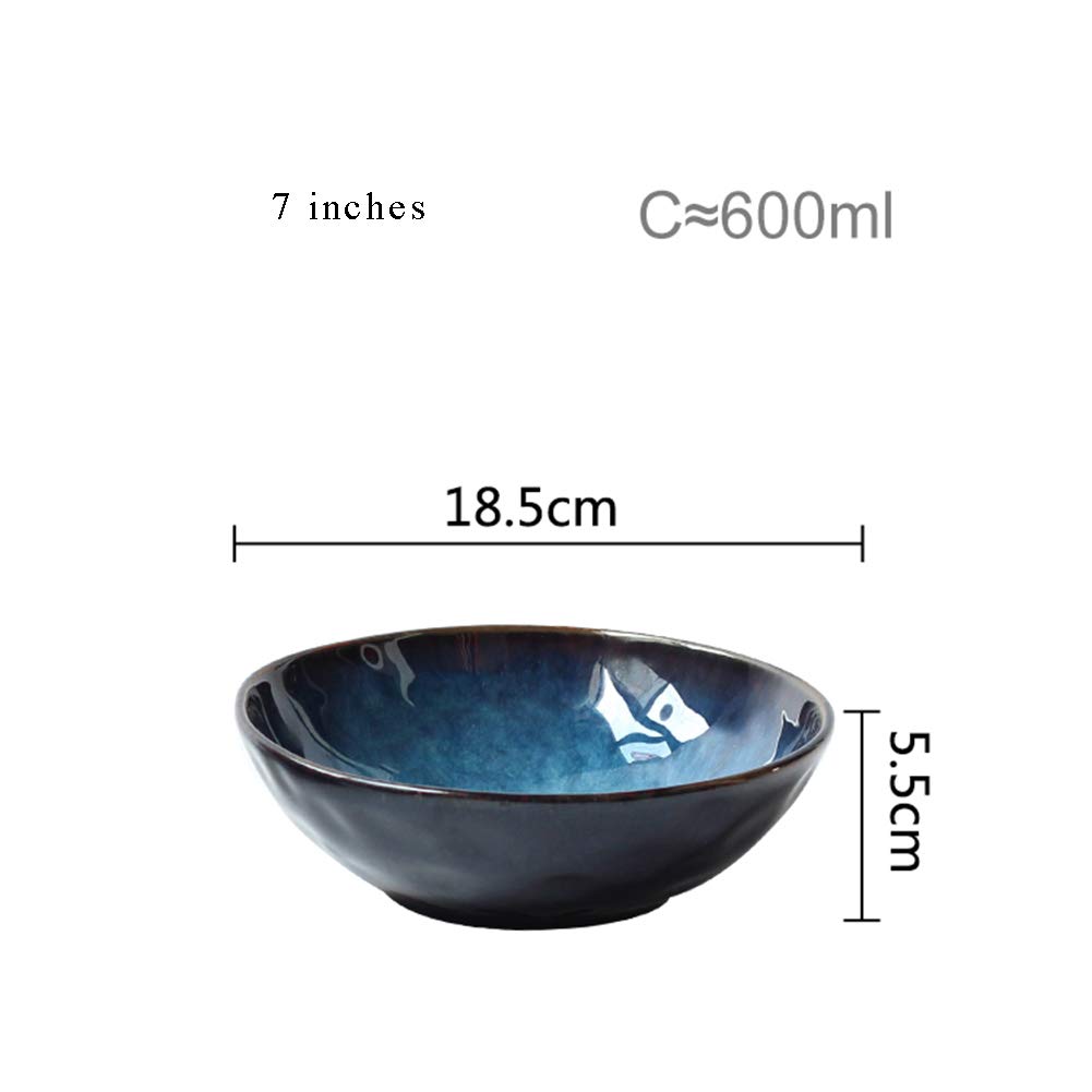 Insalatiera in ceramica blu, ciotola per ramen in stile retrò giapponese, stoviglie creative insalatiera insalatiera ciotola per zuppa L