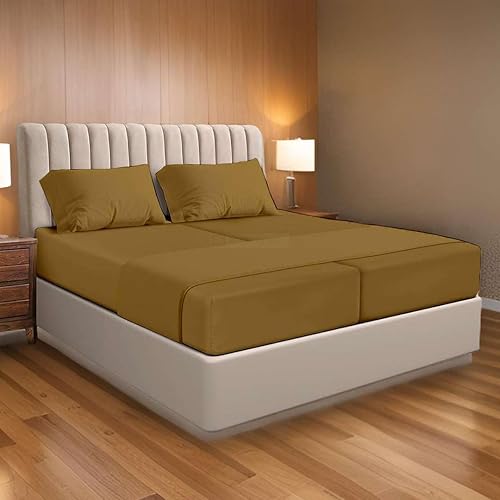 Miniatura 10 de Juego de sábanas de 5 piezas divididas tamaño California King para cama ajustable, sábanas divididas de algodón, sábanas divididas con números de