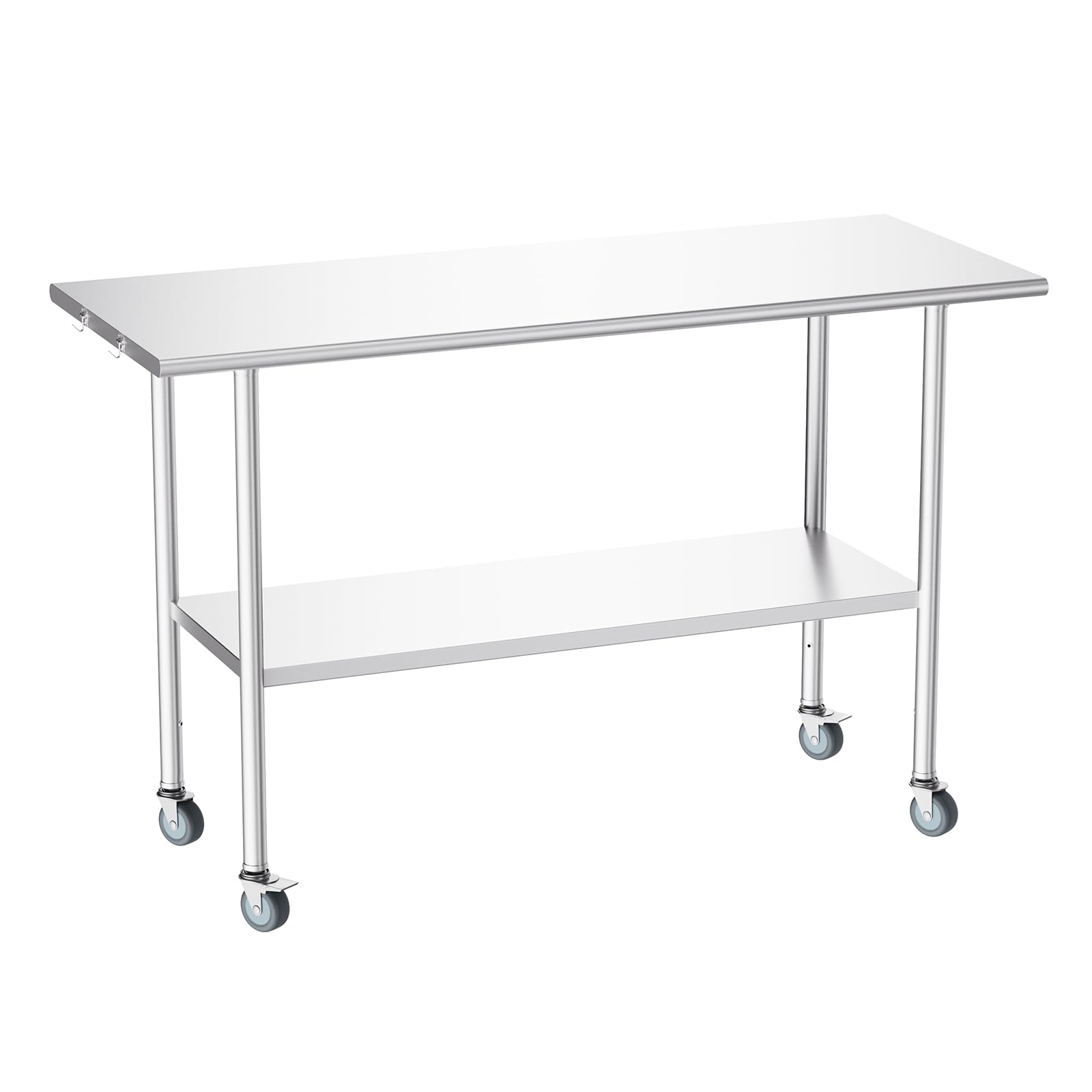 Atelicf NSF Stainless Steel Prep Table 24X60 inch, Flat Top &amp; Casters