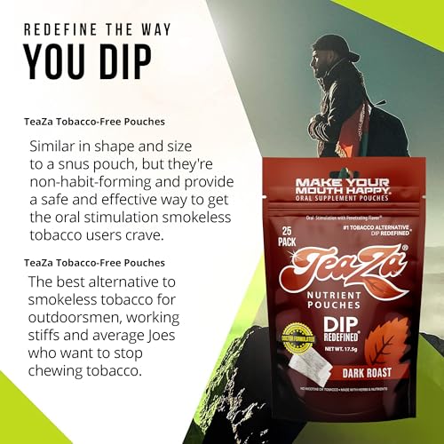 Image of Teaza Herbal Energy Pouches, Tobacco Alternative Nicotine Free, Smokeless Alternative Snuff and Healthy Dip, Tobacco Free Chew Premium Flavored | Coffee | 25 Pouch Pack