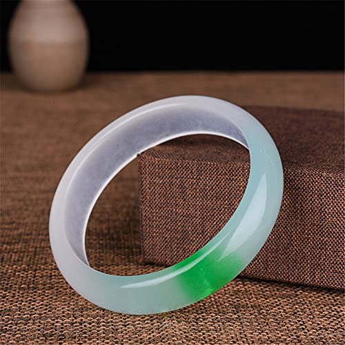 Bracelet en jade véritable flottant fleur verte jonc rond - 3
