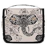 Bolsa de aseo con diseño de elefante y flor étnica, lisa, para colgar artículos de tocador cosméticos, organizador de maquillaje, multicolor, talla única