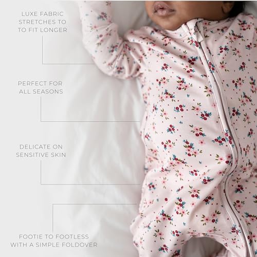 Image of Posh Peanut Girls Convertible Baby Sleepers, Toddlers Footless Pajamas | True To Size Fit With 2-Way Zipper, Convertible Mittens /Footies With Grips, Tagless Gentle Comfort, Easy Care Wash