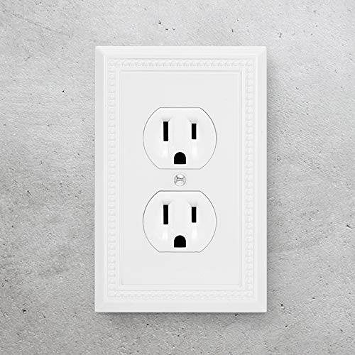Image of Henne Bery Sunken Pearls Heavy Duty Decorative Wall Plate Switch Plate Outlet Cover (Single Duplex, 2 Pack, White)