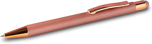 Idcrea Bolígrafos retráctiles, punta media, tinta negra con lápiz capacitivo, de metal suave al tacto, barril de color mate, 12 unidades