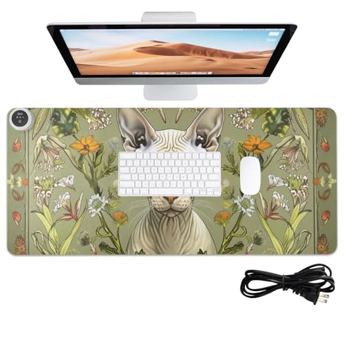 Tapis de souris chauffant cuir vert foncé 80x33cm anti-dérapant