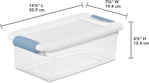 Vista 50 de Sterilite - Caja de almacenamiento de 6 cuartos de galón con tapa y pestillo, contenedor apilable de plástico para organizar zapatos en estantes