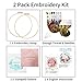 Nuberlic 2 Sets Funny Embroidery Kit with Stamped Floral Pattern for Beginners Adults Simple Cross Stitch Kits Include Needlepoint Cloth Hoops Needles Threads