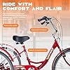 7-Speed Adult Tricycle with Large Basket 24/26 Inch, Stable 4-Wheel Cruise Bicycle for Shopping, Beach and City Trike Perfect for Men, Women, Seniors(26 red) #4