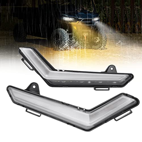 KEMIMOTO Upgraded DRL Signal Light, Flashing Flowing Yellow LED Daytime Running Light DRL Fang Headlight, Compatible with Can-Am Defender & Defender MAX 2020+