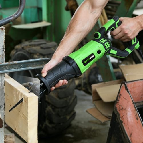 Image of GALAX PRO 900W Reciprocating Saw Variable Speed,Adjustable angle,LED | 0-3000SPM Electric saw with 22mm Stroke & 200mm max Wood Cut Depth, Tool-Free Blade Swap,5 Assorted Blades,for metal /wood /PVC