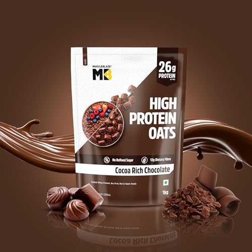 Image of MuscleBlaze High Protein Oats (Cocoa Rich Chocolate, 1kg) | 26g Protein | Breakfast Cereals for Weight Management